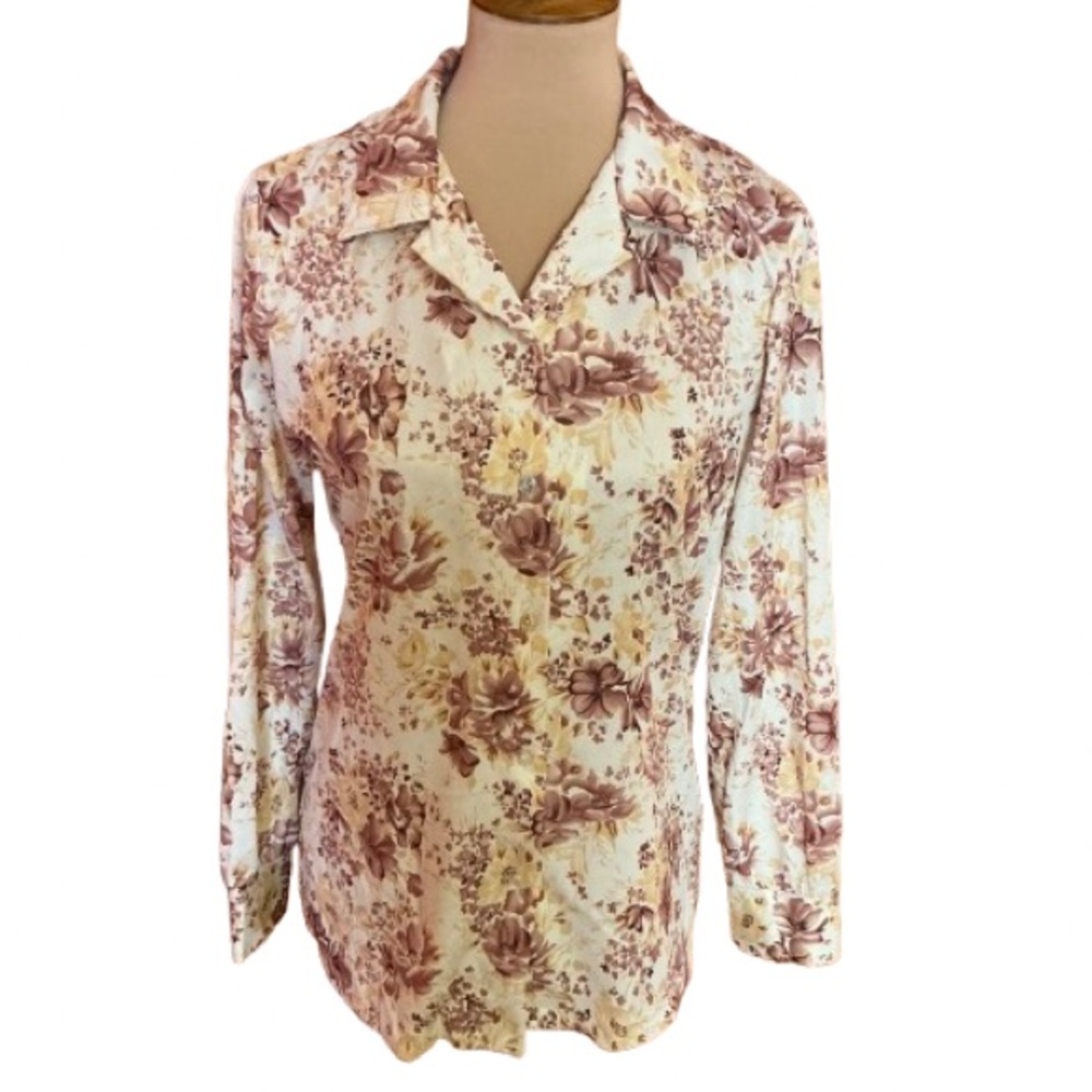 Vintage 70s polyester floral print shirt